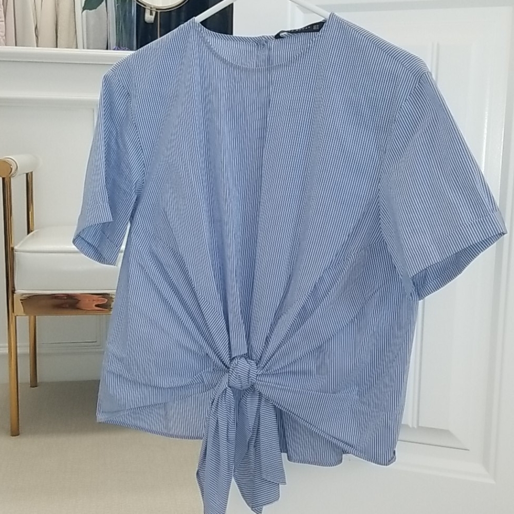 Zara pinstripe tie top xs